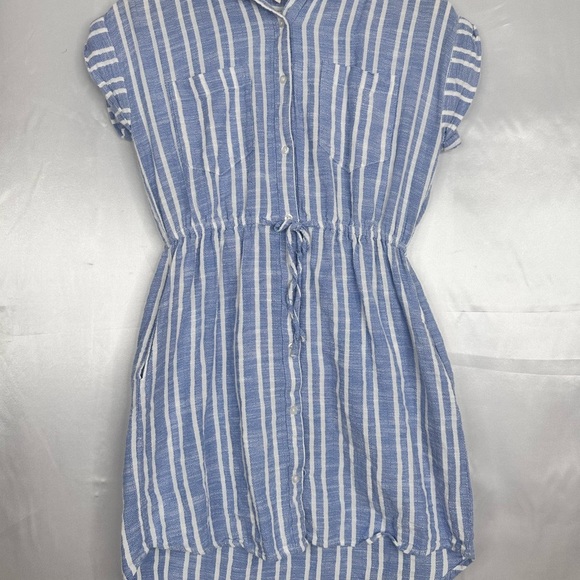 Japna Striped high low casual drawstring dress w pockets size Small - Picture 3 of 9